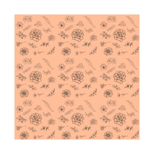 Floral Pattern on a Peach Background T-Shirt