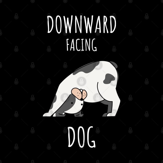 Downward facing dog design featuring a funny dog doing yoga by keeplooping