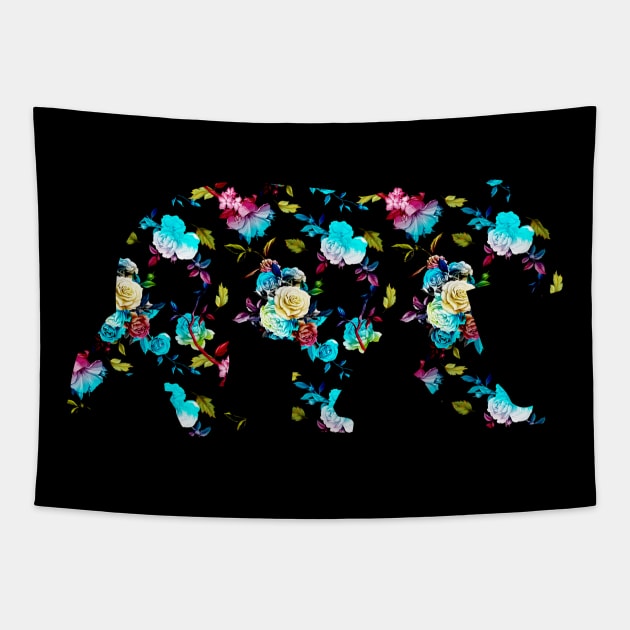 Summer Rose Bush Pattern Bear Floral Arrangement Tapestry by The Bearly Brand