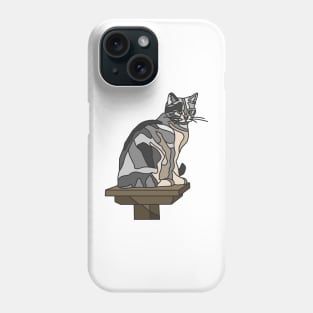 Grey Tabby Cat on Platform Phone Case