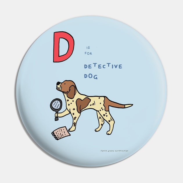 D is for detective dog Pin by JennyGreneIllustration
