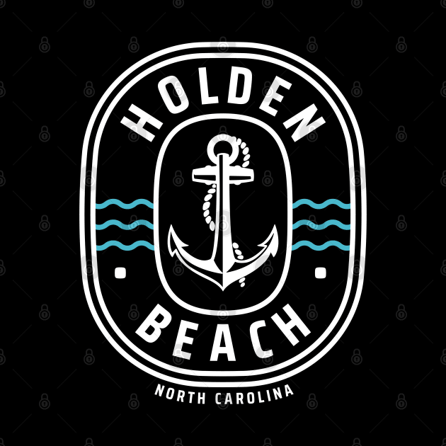 Holden Beach, NC Anchor on Ocean Waves by Contentarama