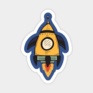 Yellow Rocket Ship Magnet