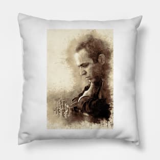 Vintage Garry Kasparov ✪ The Legend ✪  Aesthetic Watercolor Portrait of a chess master Pillow