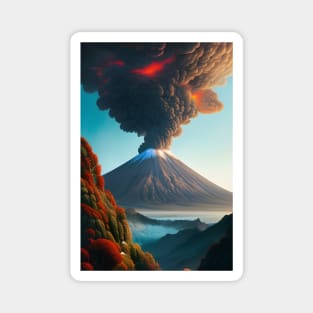 Volcanic Fury: A Digital AI Fantasy Landscape Magnet