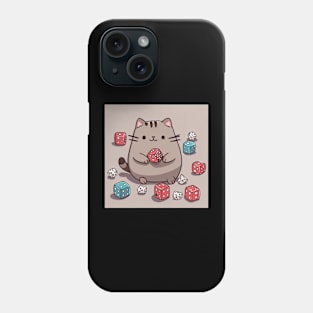 Cute pusheen cat playing with dice Phone Case