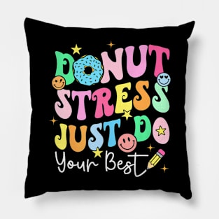 Groovy Donut Stress Best Test Day Teachers Kids Pillow