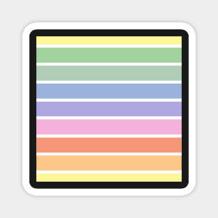 Vintage white and bright pastel rainbow stripes - horizontal Magnet