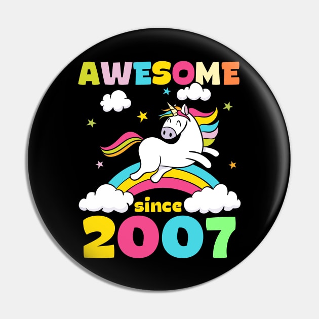 Cute Awesome Unicorn Since 2007 Funny Gift Pin by saugiohoc994