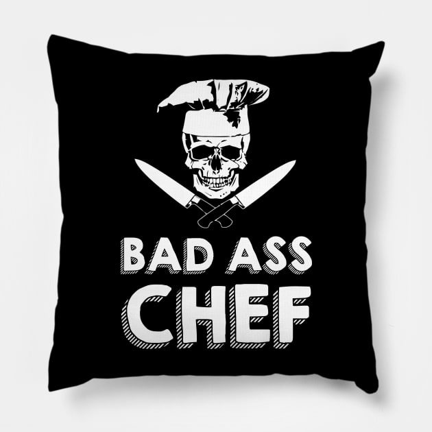 Bad ass chef t shirt funny chef Pillow by klausgaiser