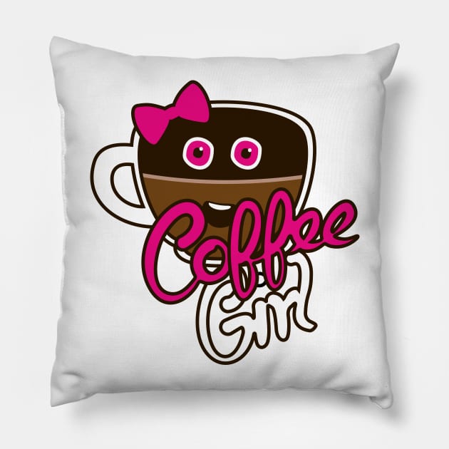 Cute Coffee GirlAddict Pillow by XOOXOO