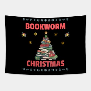 Bookworm Christmas Tree books Tapestry