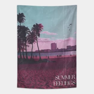 Beach - Summer Feelings Pink Tapestry