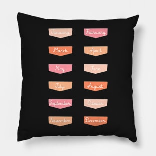 Back to School Pink and Coral Gradient Month Pillow