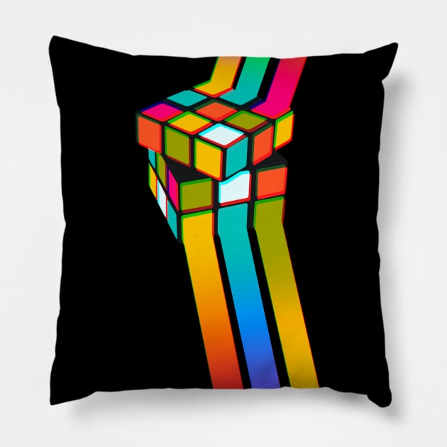 Rubik's Cube Abstract Art Pillow by AlondraHanley