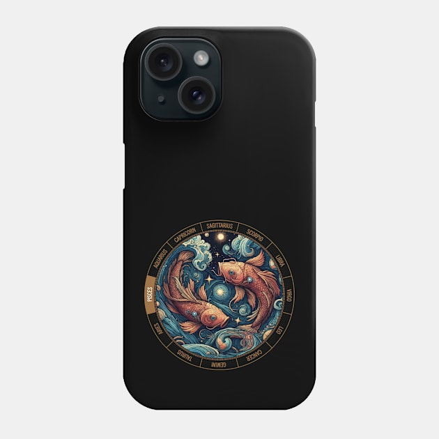 ZODIAC Pisces - Astrological PISCES - PISCES - ZODIAC sign - Van Gogh style - 4 Phone Case by ArtProjectShop