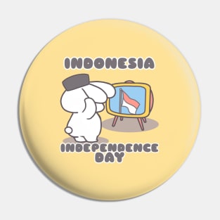 Cute Bunny Celebrating Indonesia's Independence Day Pin