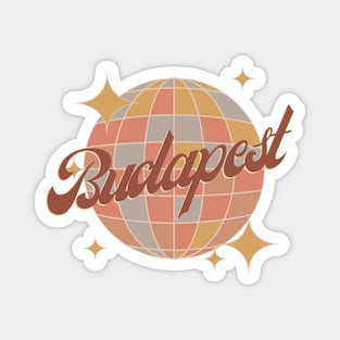 Budapest City Disco ball Retro Vintage Design Magnet