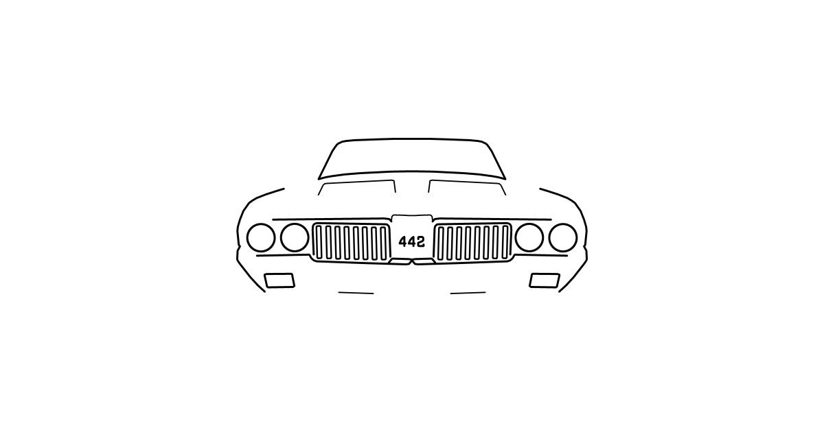 Oldsmobile Cutlass 442 classic car  outline  graphic  black 