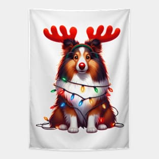 Christmas Red Nose Shetland Sheepdog Tapestry