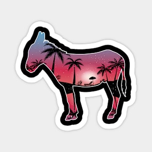 Donkey Beautiful Sunset Beach Palm Tree Magnet