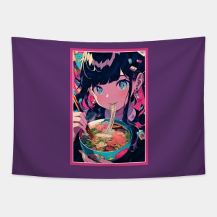 Cute Anime Girl |  Ramen Noodles | Hentaii Chibi Kawaii Design Tapestry