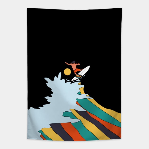 Ride the surf Tapestry by Swadeillustrations