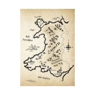 Medieval Map Of Wales (Welsh) T-Shirt