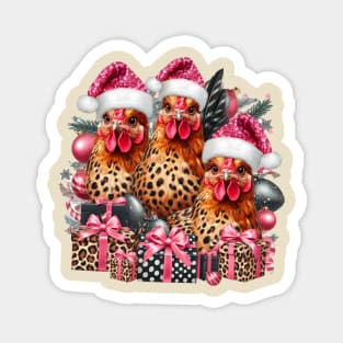 Chicken Christmas, chicken lover Christmas, leopard chicken christmas Magnet