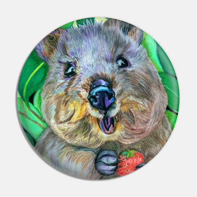 Quokka with Strawberries Pin by mariasibireva