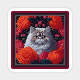 Persian cat. Style vector (red version Persian cat) Magnet