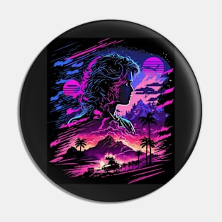 Synthwave retro futuristic person woman abstract design Pin