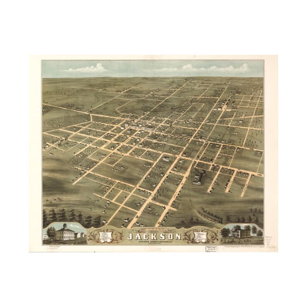 Vintage Map of Jackson Tennessee (1870) by Bravuramedia