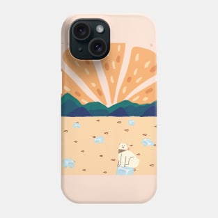 Polar bear on orange sea Phone Case