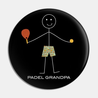 Funny Padel Grandpa Stick Illustration Pin