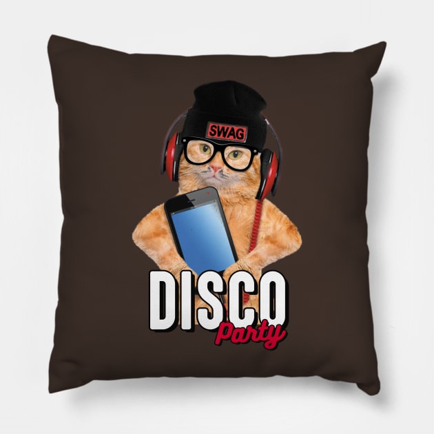 Disco Party Cat Pillow by naldy09