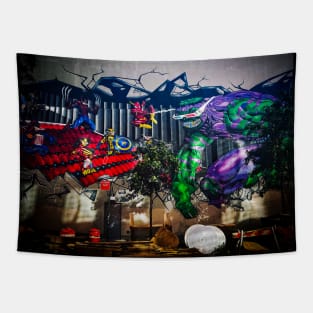 Graffiti SuperHeros Williamsburg Brooklyn NYC Tapestry