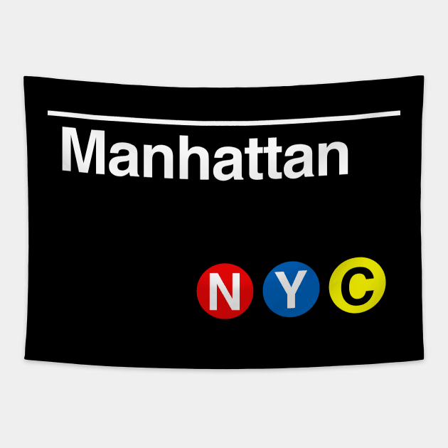 Manhattan Subway Sign Tapestry by PopCultureShirts