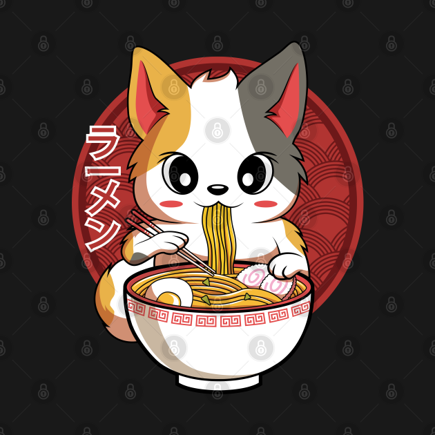 Disover Kawaii Neko Cat Japanese Ramen Noodles Gift - Kawaii Cat - T-Shirt