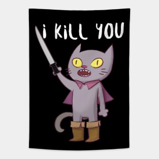 Funny Cat with Knife Cat Lovers Tapestry