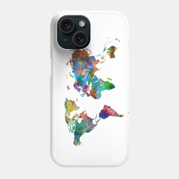world map watercolor Phone Case by BekimART