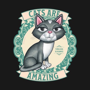 Beautiful Gray White Kitty with Green Wreath Cats are amazing T-Shirt