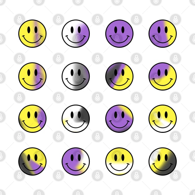 Mini Smiley Faces Bundle - Nonbinary Pride by JuneNostalgia