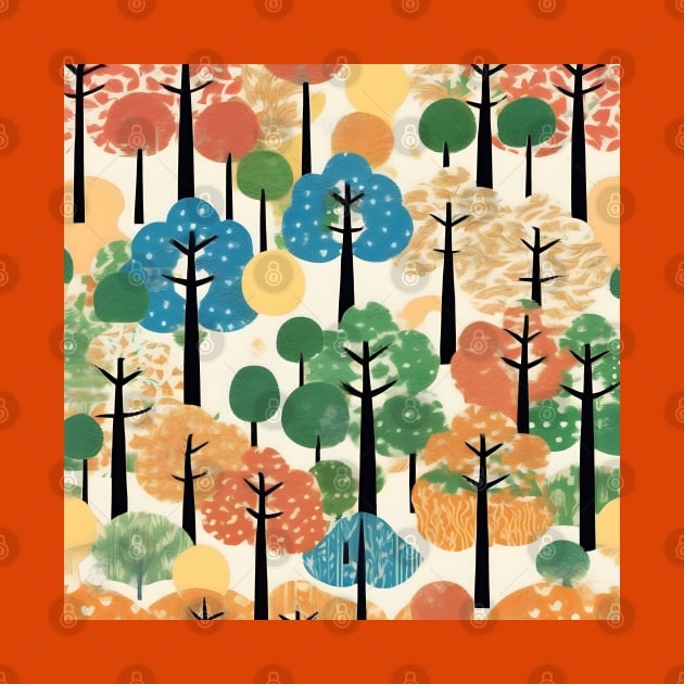 Summer trees origami paper pattern by craftydesigns