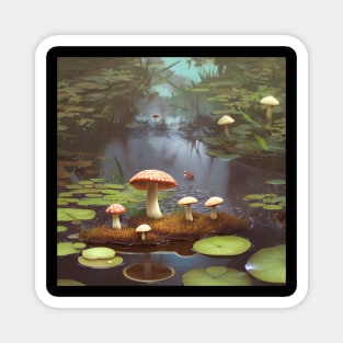 Mushroom Pond Landscape Magnet