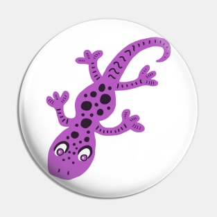 Cute Pink Gecko Lizard Drawing with Spots Pin