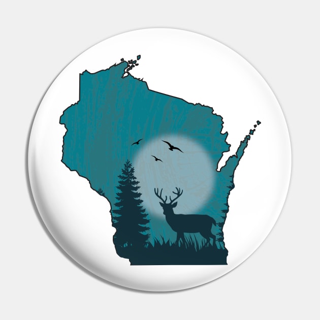 Wisconsin Deer Hunting Pin by DoctorWatsonDesigns