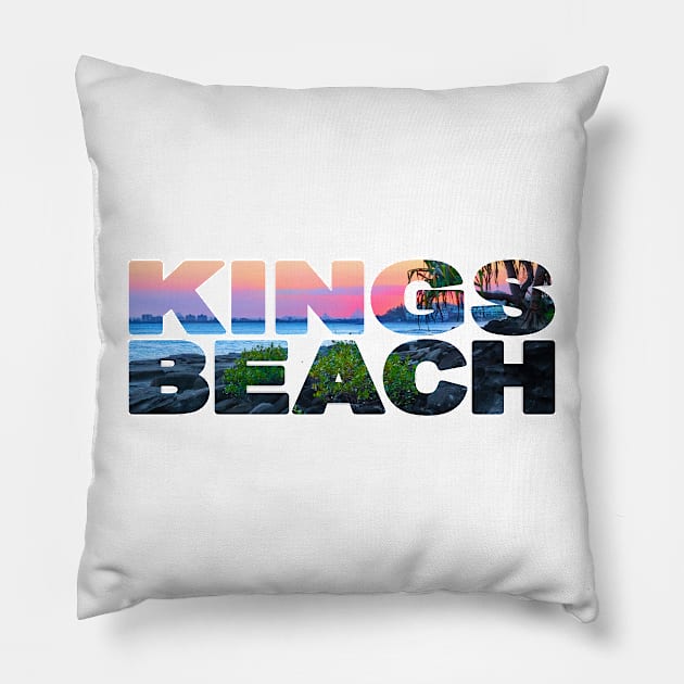 KINGS BEACH - Sunshine Coast Sunset over Glass House Pillow by TouristMerch