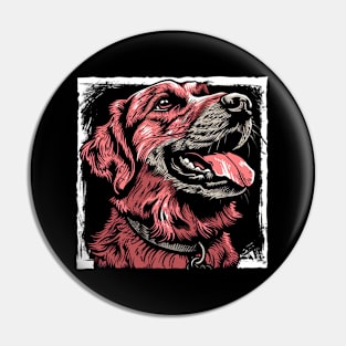 Retro Art Golden Retriever Dog Lover Pin