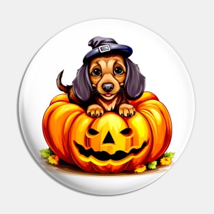 Dachshund Dog inside Pumpkin #2 Pin